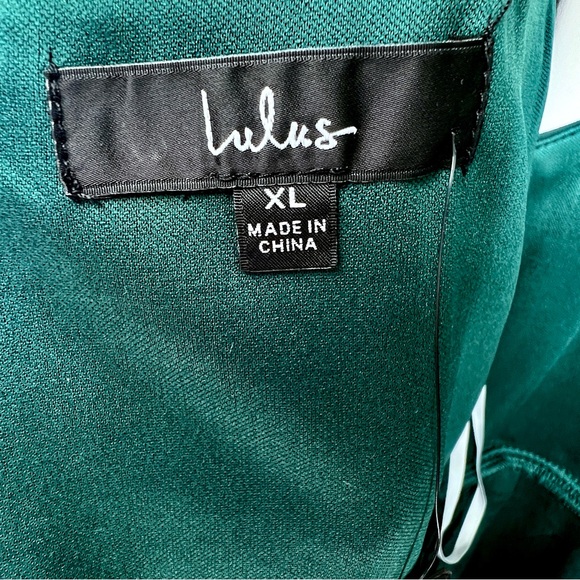 Lulus NWT Glamorous Disposition Emerald Green Ruched Maxi Dress Sz XL Front Slit - Picture 12 of 15